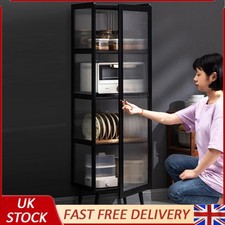 Bamboo Kitchen Storage Rack Baker Rack Organizers Storage Shelves W/ Door Black