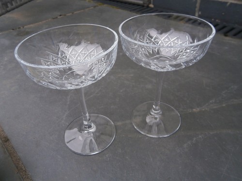 Pair vintage cut clear - pair, crystal