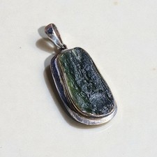 Green Moldavite Pendant Silver
