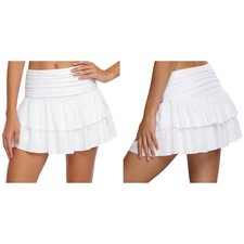 Women Ruched Waist Mini Skirt