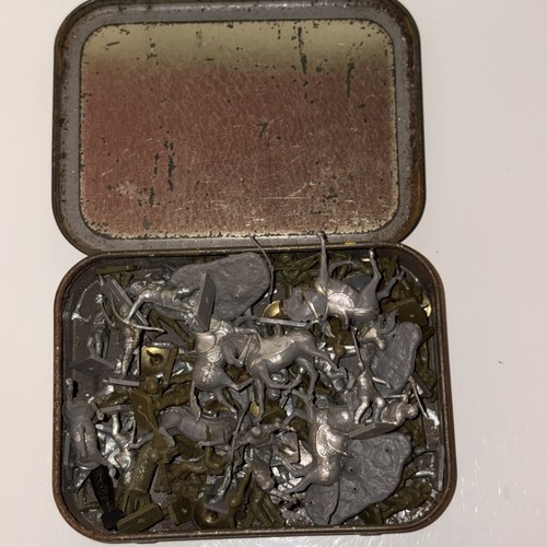 Vintage tin with small - tin, plastic