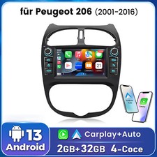 DAB+ 7" Android 13 Car Stereo Carplay For Peugeot 206 2001-2016 GPS Sat Nav BT 2+32G