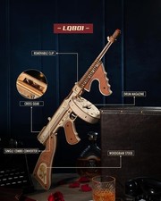 3D Wooden Submachine Gun Puzzle Model Kit with Rubber Band – Fun Build
