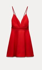 Zara Red Backless Mini Short Dress With Rhinestone Bow  M 
