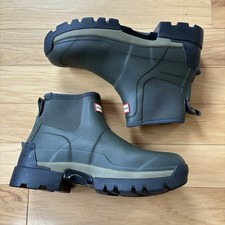 HUNTER Balmoral Field Hybrid Chelsea Rain Boots Womens 11 Green Neoprene Rubber
