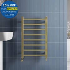 Solaro Square Bar Heated Towel Rail Brushed Brass - 800 x 500mm