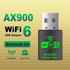 USB WiFi6 WiFi Bluetooth Adapter AX900Mbps Dual Band 2.4G/5G USB Wireless Dongle