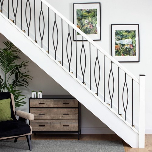 White primed iron handrail - white,