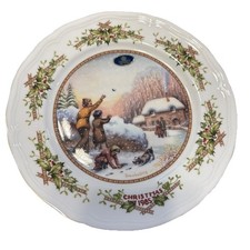Aynsley Christmas Bone China Plate Snowballing 1985