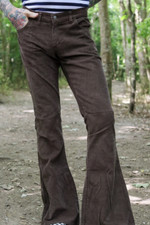 RUN & FLY BELLBOTTOM  CORDUROY FLARED BROWN CORDS RETRO VINTAGE 60'S 70'S STYLE 