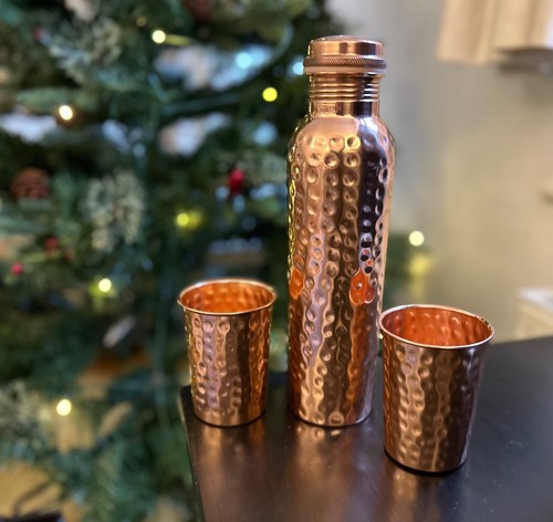 Hammered copper water bottle - copper,