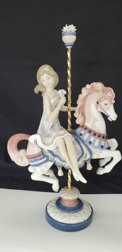 Lladro girl carousel horse - on,