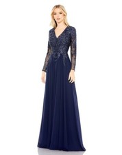 Mac Duggal Navy Blue Beaded