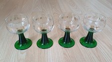 Vintage Set Of 4 Luminarc French Beehive Stem Wine Sherry Glasses Green Gold