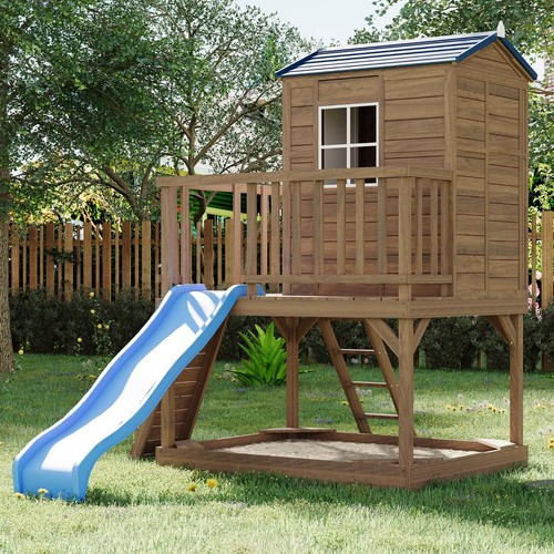 Kids wooden playhouse - w/, slide