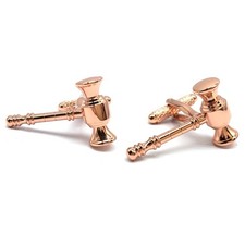 Judge Gavel Cufflinks - Onyx Art CK219 Wedding Novelty Gift Lawyer Copper Finish