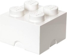 LEGO Storage Brick 4 Knobs WHITE Stackable Plastic Storage Box with Lid KIDS