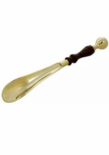 Metal Brass Shoe Horn with Wooden Handle 10 inch