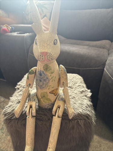 Wooden string jointed rabbit - string,