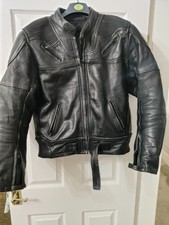 Frank Thomas leather motorcycle jacket UK size 46 good condition blackt