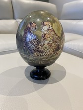 One Of A Kind Hand Painted Ostrich Egg On A Stand