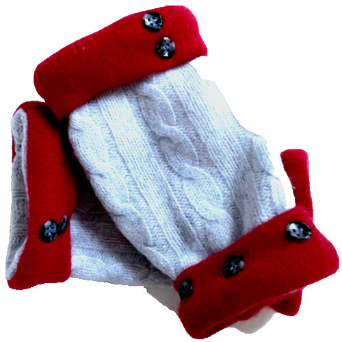 Fingerless gloves gray red - fingerless,