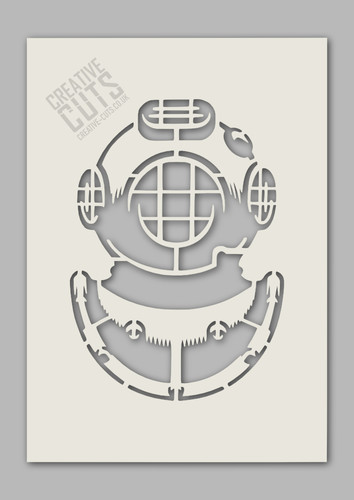 Diving bell helmet stencil - helmet,