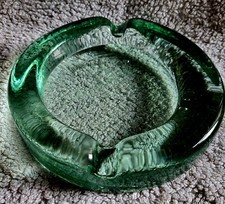 Art Deco Cigar Green Glass ashtray