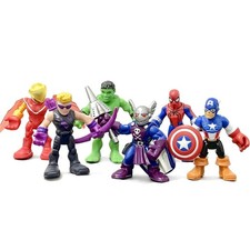 6x Playskool Marvel Super Hero Adventures Hawkeye Death Knight Falcon Hulk Toys