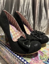 Irregular Choice Euro 40 / UK 6.5 Black Suede&Floral “Nick Of Time” Heels
