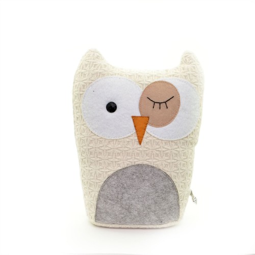 Cute door stopper white owl - white,