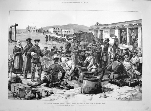 Original old antique print - old,