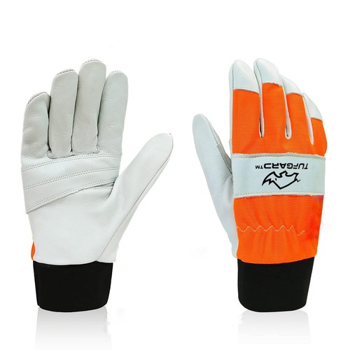 Leather chainsaw safety gloves - leather,