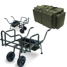 Carp Fishing Barrow Trolley Adjustable 1 / 2 Wheel Use + Carryall Dynamic NGT