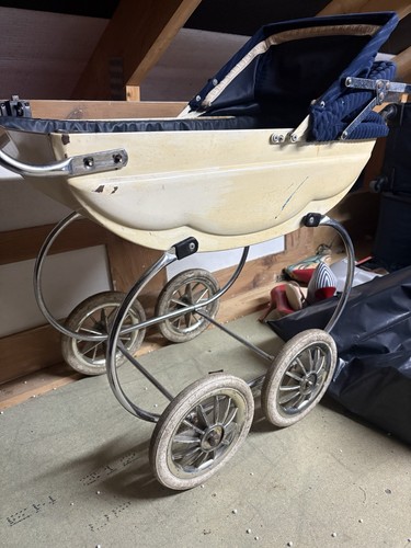 Old fashioned dolls pram - dolls, navy