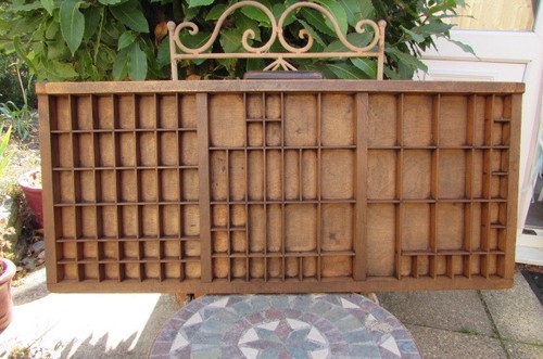 Vintage wooden printers tray - vintage,