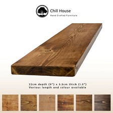 Rustic Floating Shelf Wood Solid Chunky Handmade with Brackets 9x1.5