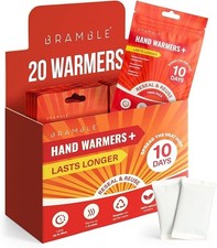 Hand Warmers Reusable Pocket Pads Easy Activation 8Hrs Heat Over 10 Days 20 Pack
