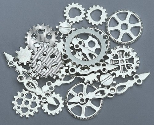 Bright silver tone cogs - silver,