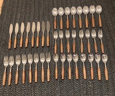 40 Piece Service For 8 Dansk FJORD Teak Handles Stainless Steel Germany IHQ MCM