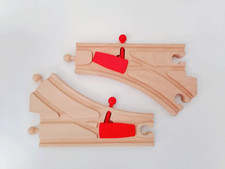 A pair of Thomas engine wooden train switch junction tracks compatible with Brio