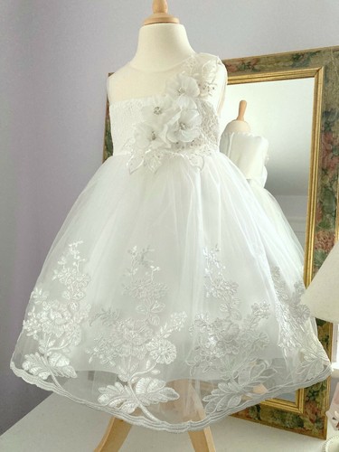 Ivory beaded flower girl - ivory,