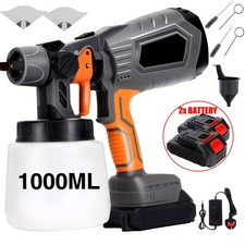 2 Battery Cordless Paint Sprayer Fence Wall Airless 21V HVLP Spray Gun Charger