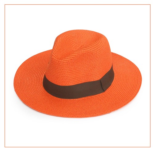 Panama trilby orange hat black - hat,