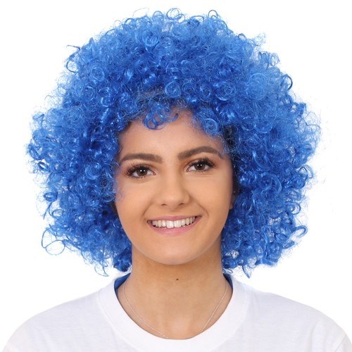 Blue afro wig curly - wig,