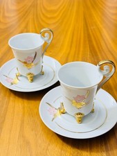 Vintage Limoges France Hand‑Painted Porcelain Demitasse Cup & Saucer Duos 