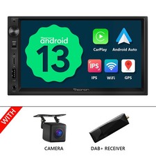 Double Din Android Head Unit Wireless CarPlay Android Auto GPS WiFi6 7" IPS DAB+