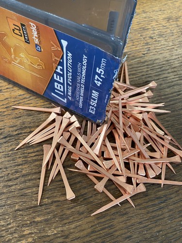 Copper plated horseshoe nails - plated,