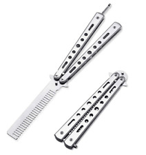 Professional Outdoor Butterfly Comb Trainer Durable Metal Practice Tool - Silver