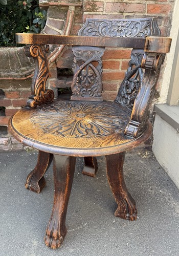 Carved oak antique captains - carved,